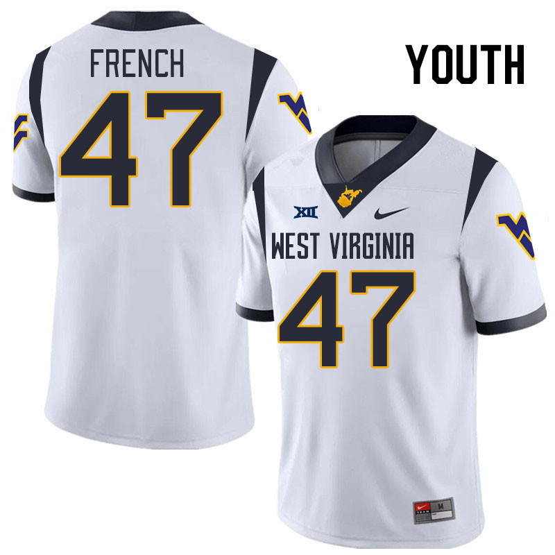 Youth #47 Ty French West Virginia Mountaineers College 2024 New Uniforms Football Jerseys Stitched S